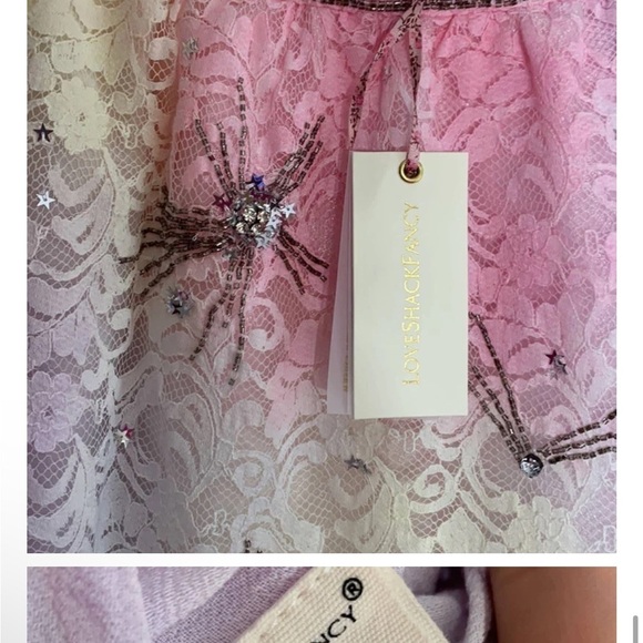 Loveshackfancy x free people Kezia lace tie dye starburst sequin mini skirt nwt - Picture 10 of 12